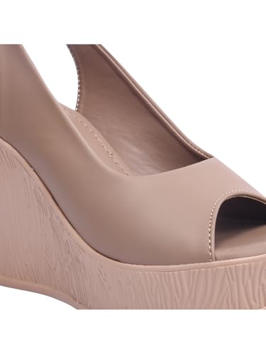 Image of Shoetopia Women's Slingback Wedge Heels | Stylish Comfortable Platform Sandals for Casual & Party Footwear