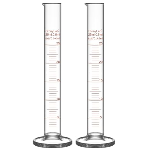 Cilindro de medición de 25 ml en vidrio de borosilicato StonyLab con graduación precisa
