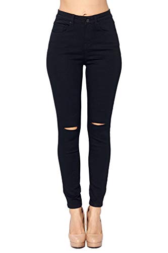 ICONICC Women's Skinny Jeans High Waisted Black Denim Ripped (JPBLACK1099H_BLK_1)