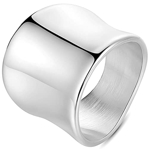 20mm Width Chunky Wide Stainless Steel Wedding Band Statement Promise Anniversary Ring