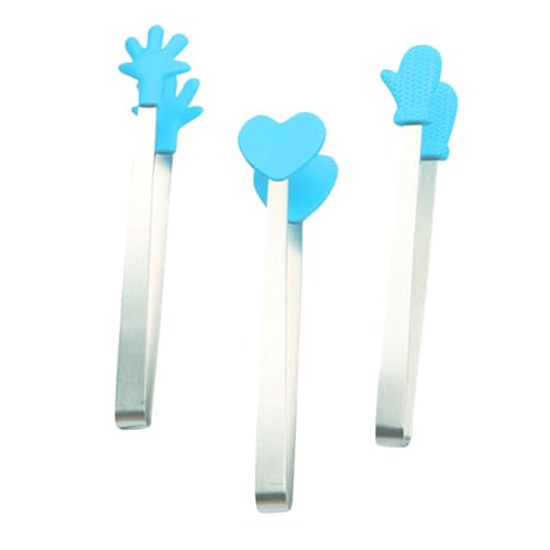 STOBAZA 3Pcs Stainless Steel Ice Cube Tongs for Kitchen Gadgets for Serving Sugars Condiments and Party Treats Lightweight Versatile Use