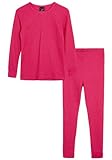 dELiA*s Girls' Thermal Underwear - 2 Piece Waffle Knit Top and Long Johns (2T-16), Size 2T, Hot Pink