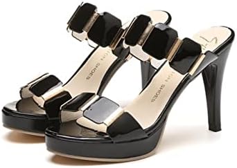 G-tiamo Women's Mule Sandals, Beautiful Legs, Open Toe Heels, 3.5 inches (9 cm), Rubber Sole, Pumps