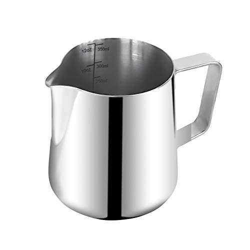 Coffee 12oz Stainless Steel Milk Frothing Pitcher Perfect for Espresso MachinesNon-Drip Spout Design-Tool Holder Design Milk Frothers Latte Art