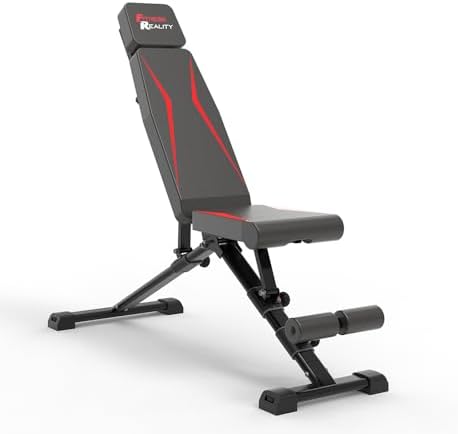 Fitness Reality Adjustable Weight Bench, Press for Incline Declin...