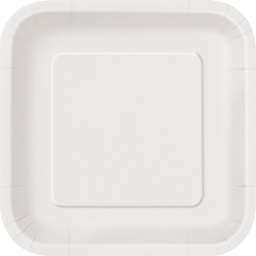 Unique Square Plate 14-Pieces, Bright White 9-Inch Size, 31052