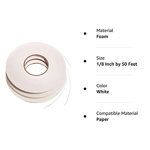3 Rolls Double Sided Foam Tape Pe Roll Foam Tape Double Faced Sponge Adhesive Mounting Tape (White, 1/8 Inch By 50 Feet) #TOP7