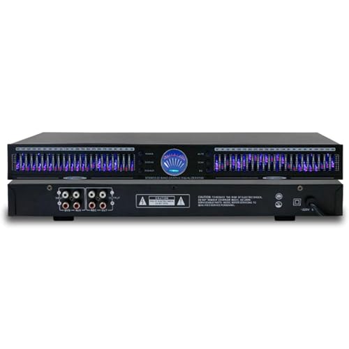 Ecualizador de audio, ecualizador gráfico estéreo de 22 bandas, montaje en rack de 1U con doble canal, 10 efectos preestablecidos, reducción automática de ruido, ecualizador HiFi para ajuste casero miniatura 1