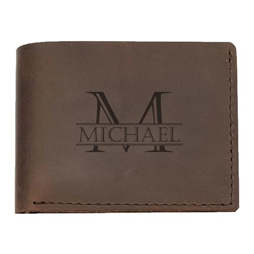 Personalized Leather Wallet Groomsmen Gifts Ideas Leather Wallets for Him Custom Mens Wallet Gifts for Dad, Husband, Brother, Grandpa for Father's Day, Christmas, Birthday, Anniversary