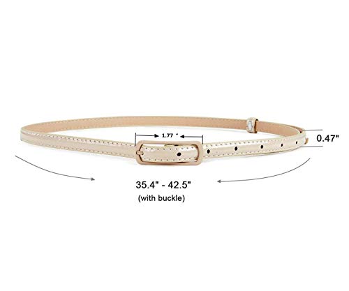 Selighting Womens Faux Leather Skinny Belts for Dresses - Khaki, One Size3
