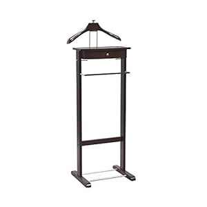Proman Products Kingston III Valet Stand with Drawer, Contour Hanger, Trouser Bar, Tie & Belt Hooks and Shoe Rack – VL36260