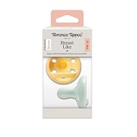 Tommee Tippee Breast-Like Soother, Lightweight, One-Piece Silicone Design, Symmetrical Teat, 0-6m, 2 Pack