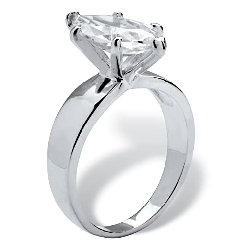 Palm Beach Jewelry Rhodium Plated Sterling Silver Marquise Cut Cubic Zirconia Solitaire Engagement Ring2