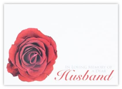 celloexpress In Loving Memory Husband (Red Rose) Flower Message Cards - 90mm x 125mm - Bereavement Florist Card Sympathy Condolences Notes (Pack of 12)