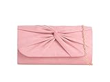 Extérieur : daim A2ZUKFASHION Pochette plissée en daim pour femme - Pour mariage, fête, bal de fin d\'année, soirée, rose poudré