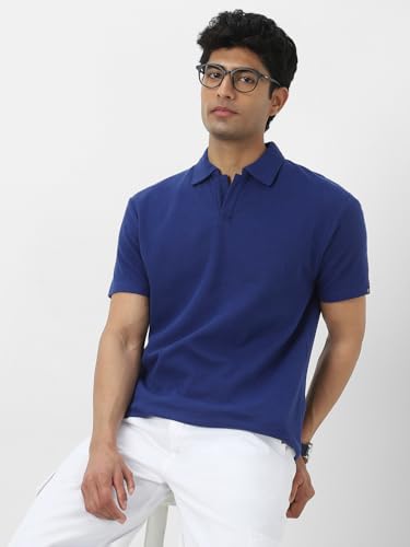 Image of Urbano Fashion Men's Textured Regular Fit Half Sleeve Cotton Polo T-Shirt