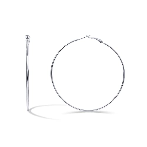 Image of PAVOI Gold Hoop Earrings for Women, 14K Gold Plated Paddle-Back Hoops | Large Hoop Earrings, Lightweight Hoops, Gold Hoops, 925 Sterling Silver Posts
