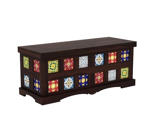 Image of The Attic Jaipur Storage Box, Multipurpose Cabinet for Living Room & Bed room Storage, Solid Wood Classy storage, Walnut Matte Finish