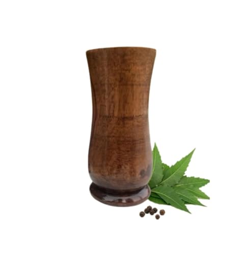 Image of Vijaysar Wood Glass for Diabetes Control - Natural Pterocarpus Marsupium Wooden Tumbler for Sugar Balance | Ayurvedic Vijaysar Ki Lakdi Ka Glass for Drinking Overnight Soaked Water (Pack 1)