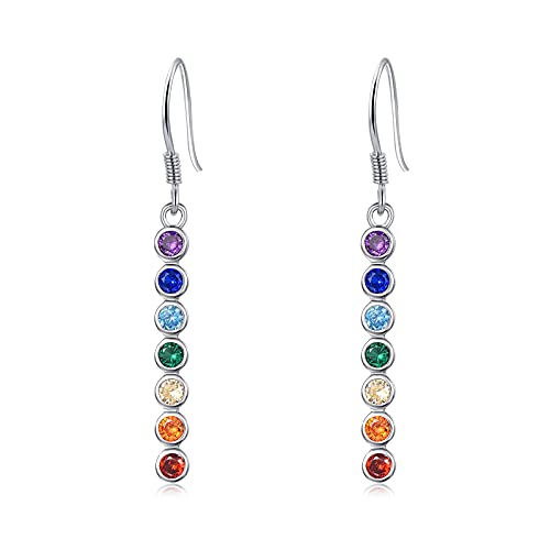KINGWHYTE Chakra Tropfen Ohrringe 925 Sterling Silber Chakra...