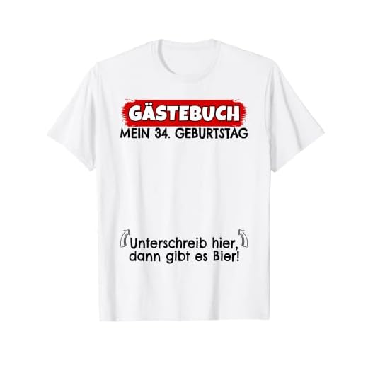Libro de visitas para 34º cumpleaños, diseño de hombre de 34 cumpleaños Camiseta
