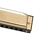 Glomora Harmonica, Chrome Plated Copper Plate Golden 10 Hole 20 Tone C Key Mouth Organ Instrument for Concert