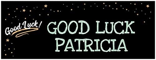2 Personalised Black Good Luck! Banners - ANY REQUESTED MESSAGE - Available in 6 Colours (Green)