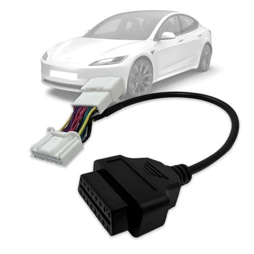 VZG OBD2 Adapter for Tesla Model 3 OBD Y Cable, 20 Pin to 16 Pin Diagnostic Connector,Car OBDII 20 Pin Adapter for Tesla Model 3 Before 2019 Vehicle,Work with OBD Code Reader Scanner
