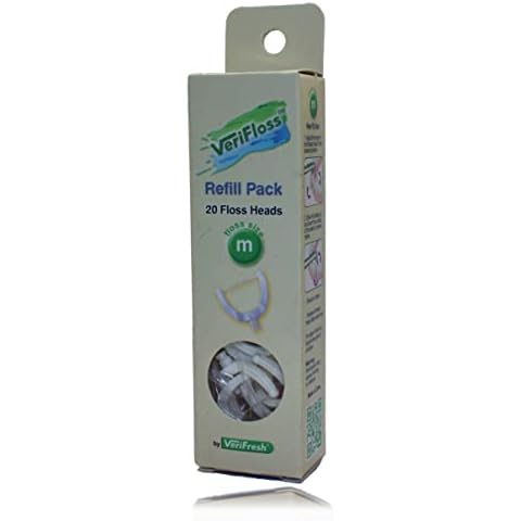 VeriFlosser - Refill Size M - Swivel Head Flosser Replacement Pack New by VeriFresh 20 Floss Heads Cover