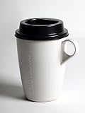BioFactur Coffee to go Becher Kaffeebecher aus Bio Kunststoff Bio to go Becher Auslauf sicherer Deckel (Cremeweiß)