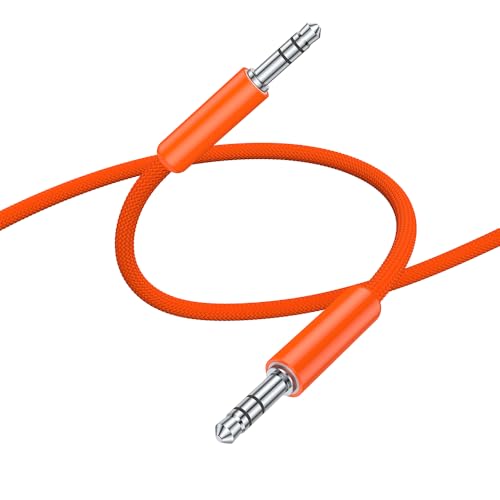 Cable de audio estéreo 3.5 mm macho a macho 1.22 m naranja miniatura 1