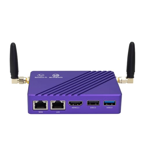 Gabinete metálico morado WayPonDEV para Banana Pi BPI-M5 Pro LPDDR4x, caja de metal para placa de desarrollo BPI-M5 Pro Rockchip RK3567 SBC con disipador de calor miniatura 6