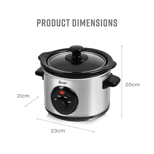 Swan SF17010N 1.5 Litre Slow Cooker with 3 Heat Settings, Glass Lid, 120W, Stainless Steel, Silver - Image 7