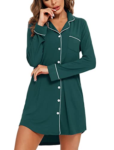 Image of Leikar Nightgowns for Women Button Up Labor Delivery Gown Sleep Shirts