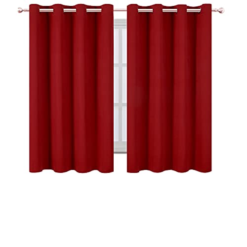 Image of LEMOMO Red Blackout Curtains /52 x 45 Inch Length Kids Curtains /Set of 2 Panels Grommet Bedroom Curtains for Living Room
