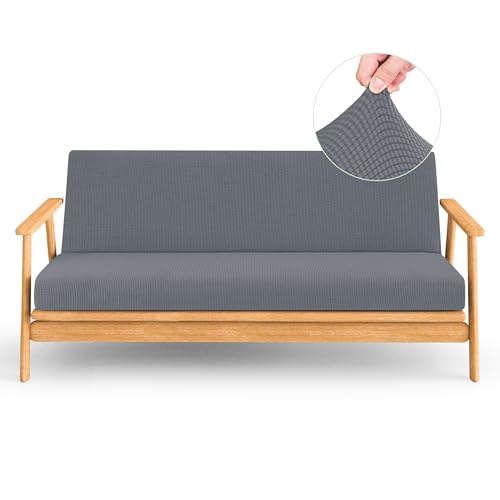 CHUN YI Jacquard Futon Cover Full Size Futon Mattress Cover Stretch Foldable Sofa Bed Covers Washable Futon Slipcover Fit for 6 to 8 Inches Sofa Cover (Light Gray)