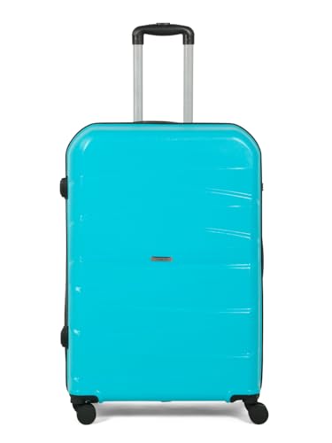 Image of Teakwood Large Size 8 Wheels Trolley Bag, Hard Cabin with Zipper Closure, Adjustable Push Button & TSA Lock System 360 Degree (Large, Aqua Green)