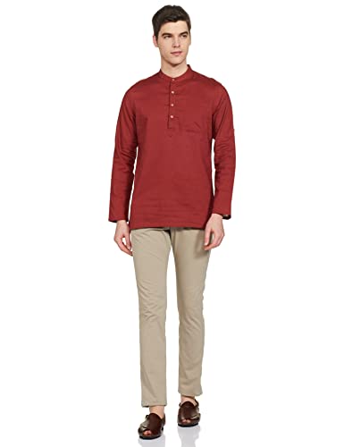 Image of Amazon Brand - Symbol Men's 100% Cotton Solid Short Length Casual Kurta - Regular Fit (Available in Plus Sizes)