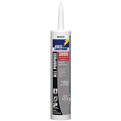 White Lightning 425-WL30060 3006 All Purpose Adhesive Caulk, 10 oz Cartridge, White (Pack of 12)