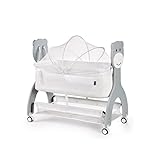 Dream on Me Cub Portable Bassinet in White, Multi-Use Baby Bassinet with Locking Wheels, Large Storage Basket, Mattress Pad Included, JPMA Certified