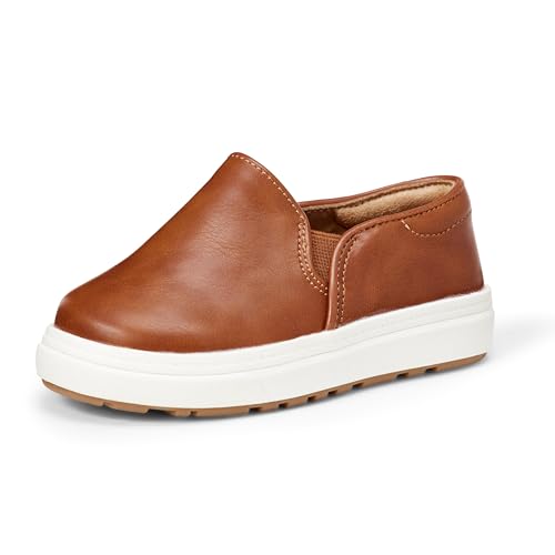 Amazon Essentials Zapatillas Sin Cordones Unisex Niño, Bronceado Cuero de Imitación, 34 EU