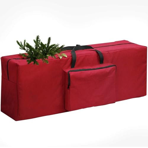 Christmas Tree Storage Bag with Handles Fits Up to 7.5 FT Plus Side Pocket Xmas Tree Decoration Storage Bags for Decorations Lights