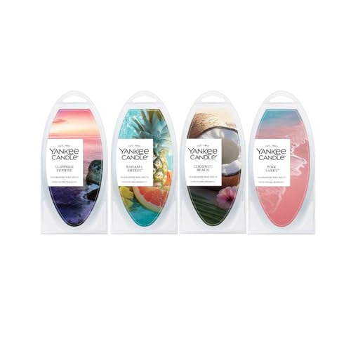Yankee Candle Scented Wax Melts for Wax Warmers Long Lasting Home Fragrance Cliffside Sunrise Bahama Breeze Coconut Beach Pink Sands (Island Escape Variety Pack)