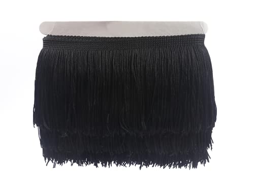YYCRAFT 10 Yards 6 Inch Wide Tassel Curtain Fringe Trim by the Yard for DIY Sewing Crafts Clothing Curtains Decoration-Black