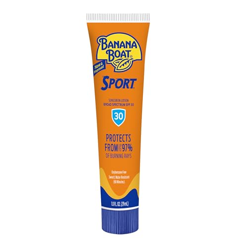 Banana Boat Sport Ultra SPF 30 Sunscreen Lotion, 1Fl Oz, Travel Size Sunscreen SPF 30, Banana Boat Sunscreen SPF 30 Lotion, Oxybenzone Free Sunscreen, Sunblock Lotion Sunscreen, Mini Sunscreen, 1Fl Oz