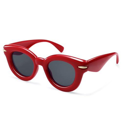 Cute Round Sunglasses for Women Men Trendy Chunky Thick Inflated Shades AP3695