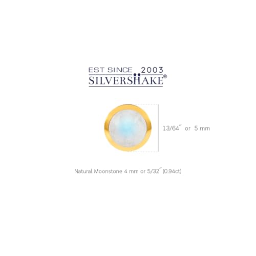 Silvershake 4MM Petite Round Shape Cabochon Gemstones White Gold Plated or Yellow Gold Plated 925 Sterling Silver Stud Post Birthstone Earrings Jewelry for Women or Teens Second or third Hole Piercing3