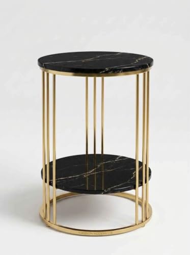Image of Coffee Table /End Table /Center Table /Sofa Side Table /BedsideTable /nightstand for Living Room Bedroom Balcony Table with Marble Design Wooden Top Gold Black