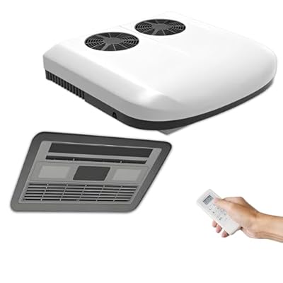 10500 BTU DC 12V RV Air Conditioner with Dual Fan, Universal RV Rooftop A/C Unit 12 Volt Camper AC Units, Quiet Cooling for Van, Food Truck, Travel Trailer, Fifth Wheel, Caravan, Motorhome