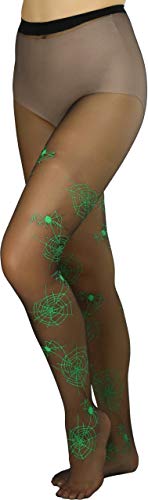Image of ToBeInStyle Women's Spiderweb & Crawling Spider Print Hosiery Tights & Thigh High Stockings